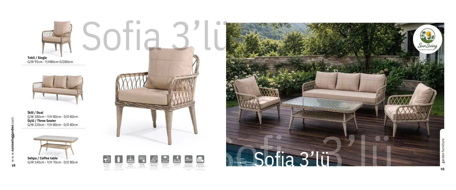 Sofya 3 lü Bahçe Takımı