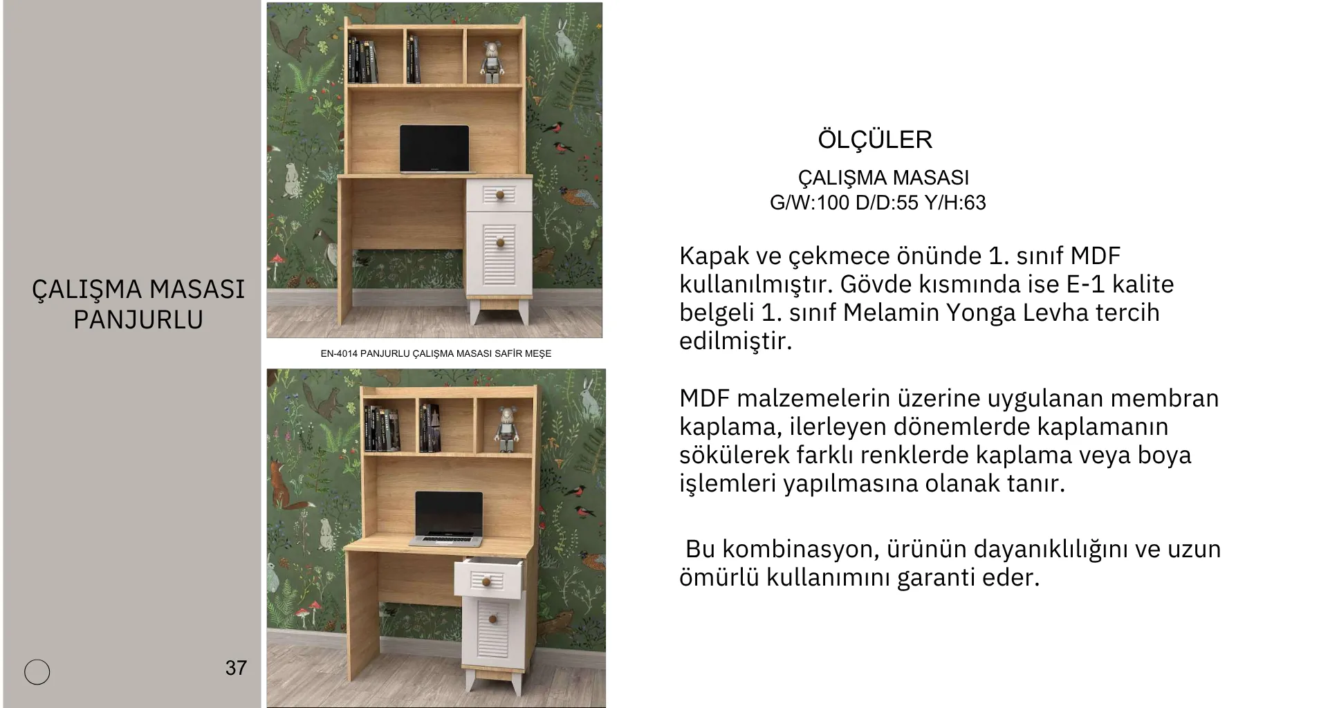 Panjurlu Çalışma Masası