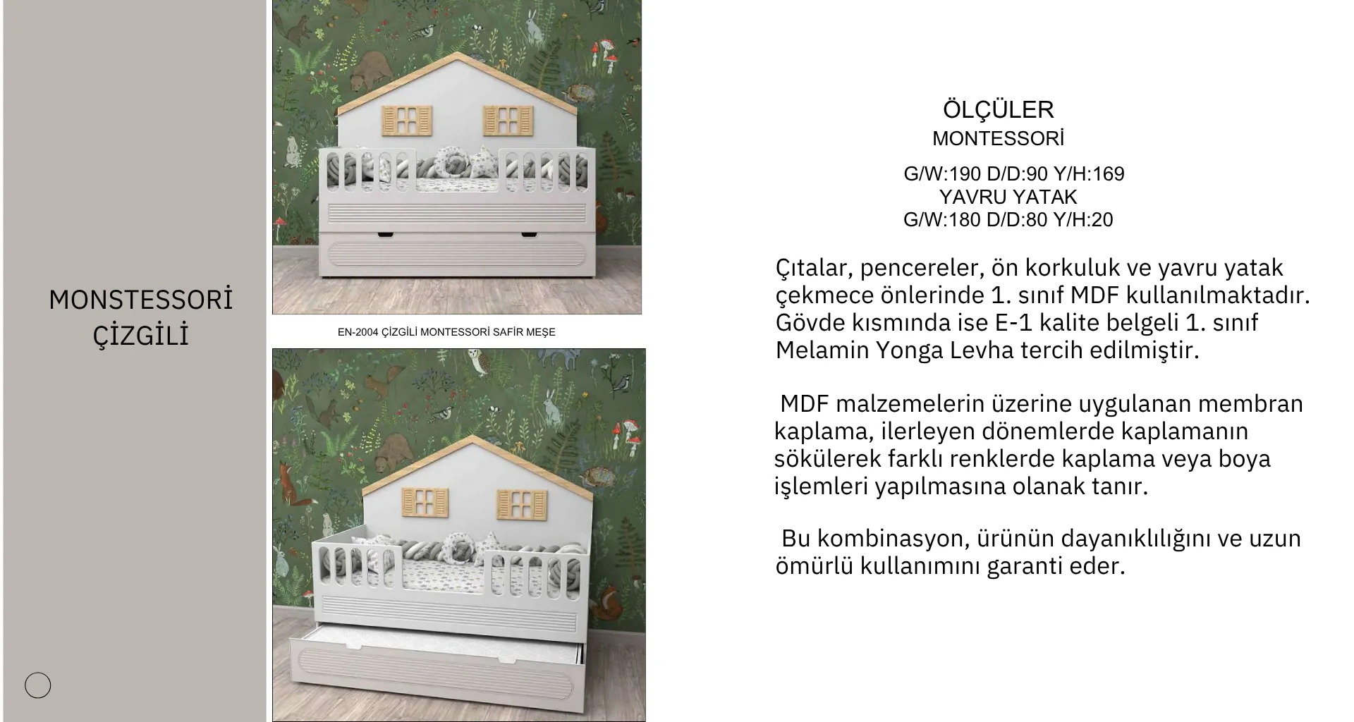 Montisori Çizgili Bebek Karyolası